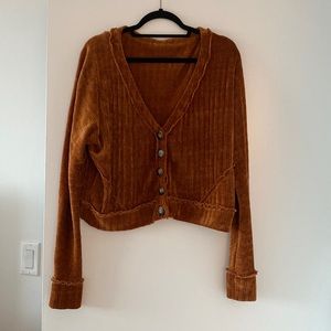 Velvety button up cropped sweater